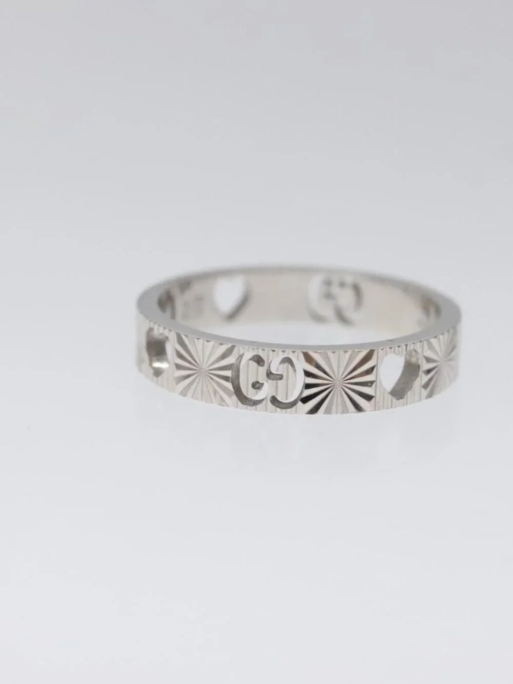 GUCCI Heart Ring K18 Silver Gold (750) 4.4g (18K) Silver Auth 117299SAM